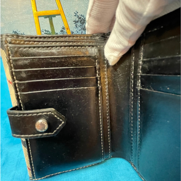 Women's Burberry Blue Label Plaid Wallet Tan/Black One Size - Picture 8 of 15